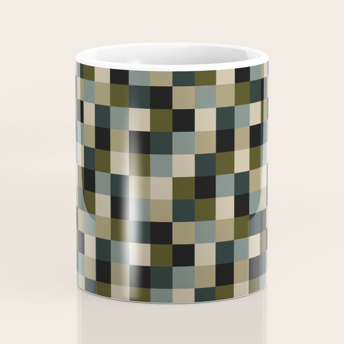 Bold Earthy Checks Pattern - Small IV Coffee Mug Gallery Image 4