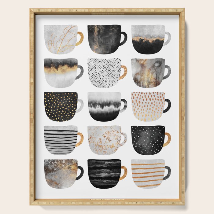 Pretty Coffe Cups 3 - White Serving Tray Gallery Image 1