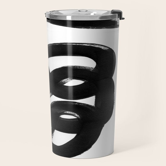 Knots Black & White Minimalist Ink Tribal Mid Century Pattern Dark Painting Pattern Travel Mug Gallery Image 2