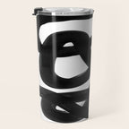 Knots Black & White Minimalist Ink Tribal Mid Century Pattern Dark Painting Pattern Travel Mug Gallery Image 3
