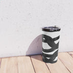 Knots Black & White Minimalist Ink Tribal Mid Century Pattern Dark Painting Pattern Travel Mug Gallery Image 4