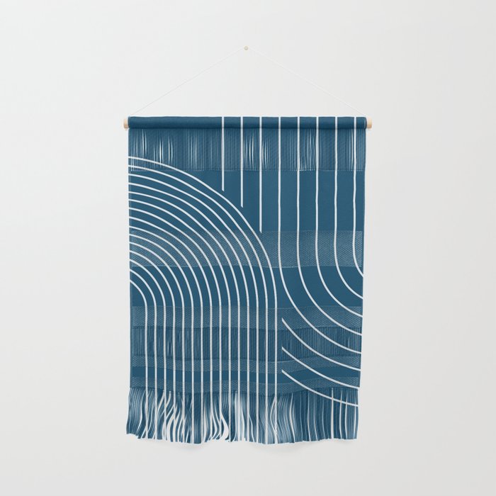 Geometric Lines in night Blue 16 (Rainbow Abstract) Wall Hanging Gallery Image 1