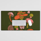 Texas Mushrooms - Bright Multicolor on Green Desk Mat Gallery Image 1