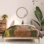 Texas Mushrooms - Bright Multicolor on Green Comforter Gallery Image 3
