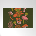 Texas Mushrooms - Bright Multicolor on Green Welcome Mat Gallery Image 1