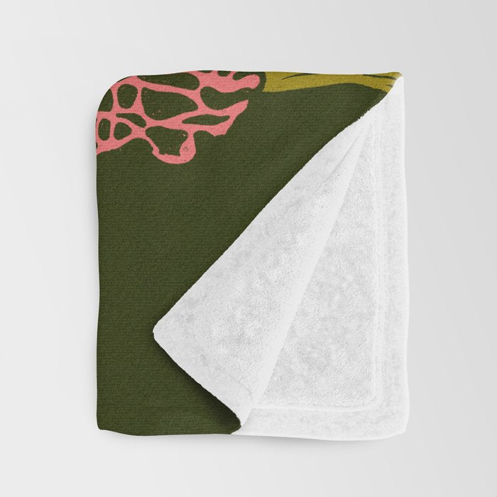 Texas Mushrooms - Bright Multicolor on Green Throw Blanket Gallery Image 3