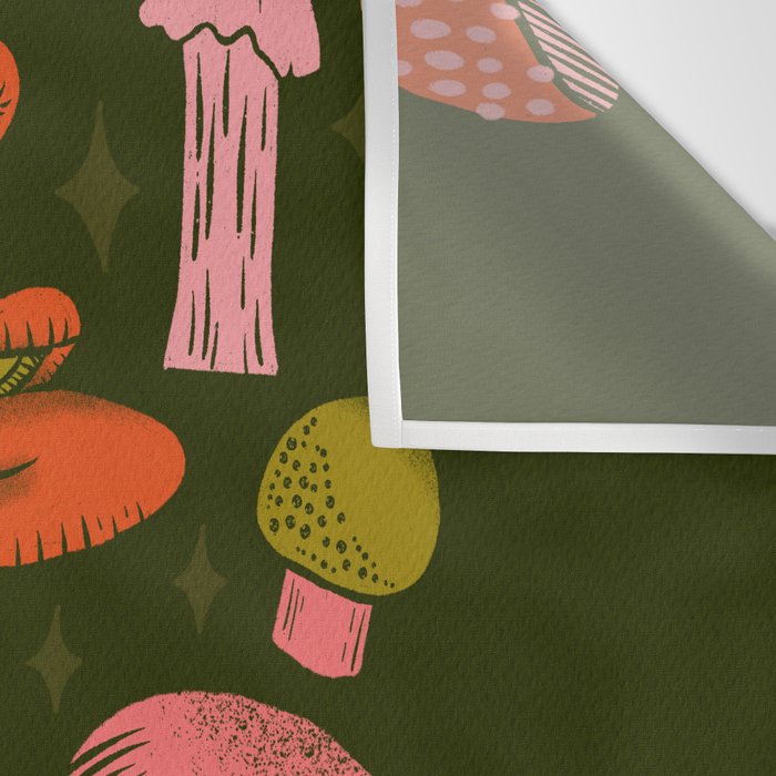 Texas Mushrooms - Bright Multicolor on Green Wall Tapestry Gallery Image 3