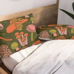 Texas Mushrooms - Bright Multicolor on Green Pillow Sham Gallery Image 2