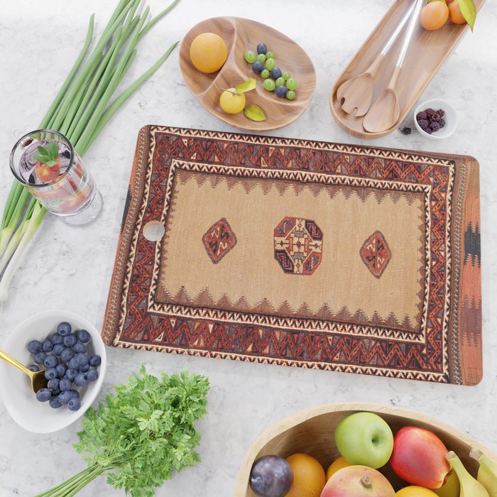 Baluch Sofreh Khorasan Northeast Persian Rug Print Cutting Board Gallery Image 2