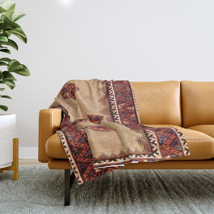 Baluch Sofreh Khorasan Northeast Persian Rug Print Throw Blanket Gallery Image 1