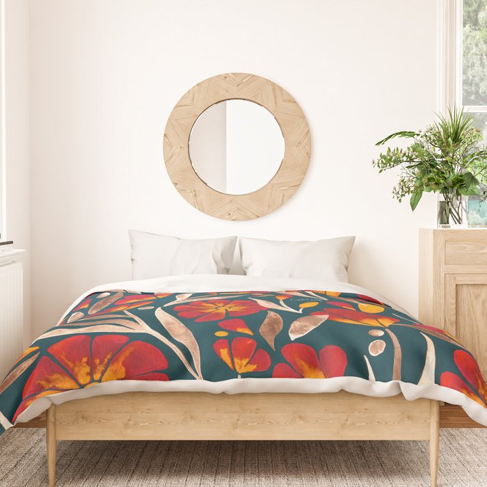 Sweet Florals - Crimson & Jade Duvet Cover Gallery Image 3