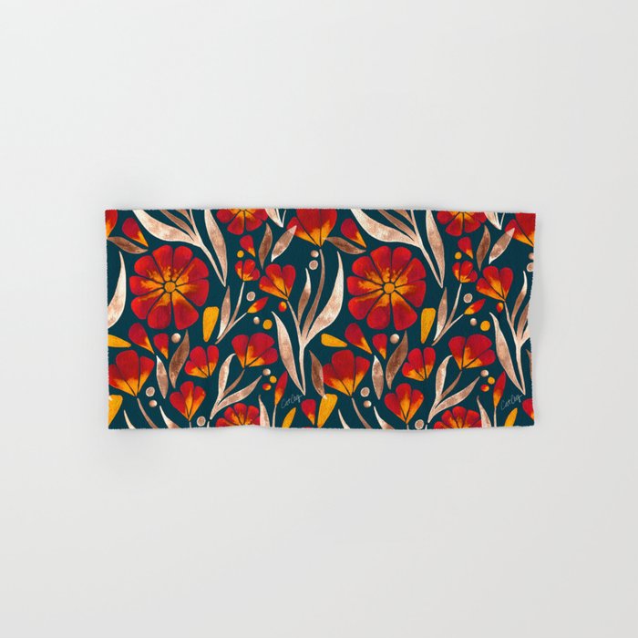 Sweet Florals - Crimson & Jade Bath Towel Gallery Image 1