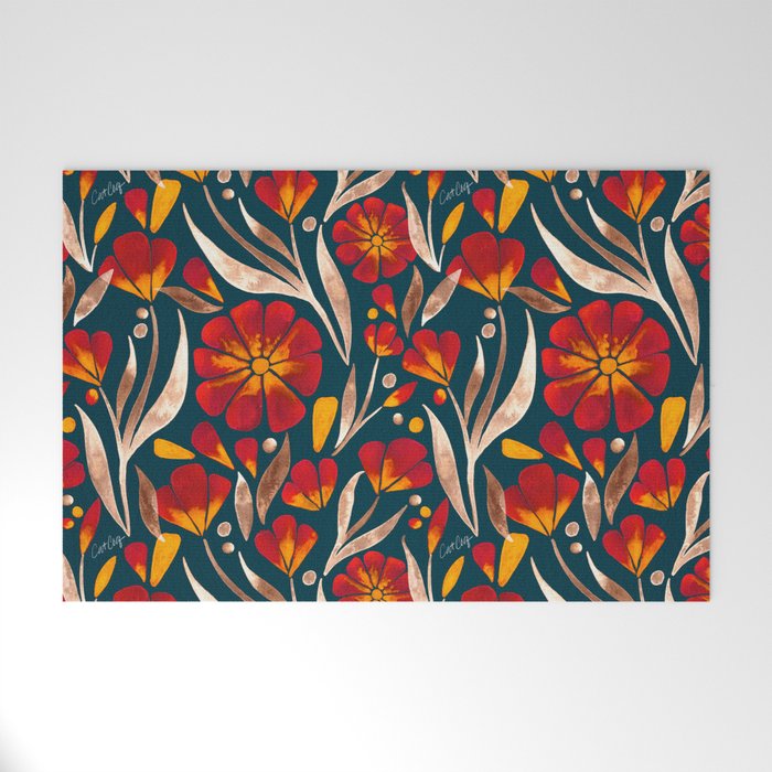 Sweet Florals - Crimson & Jade Welcome Mat Gallery Image 1