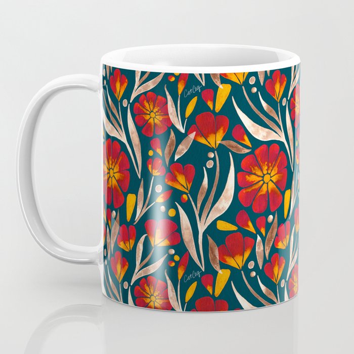 Sweet Florals - Crimson & Jade Coffee Mug Gallery Image 3