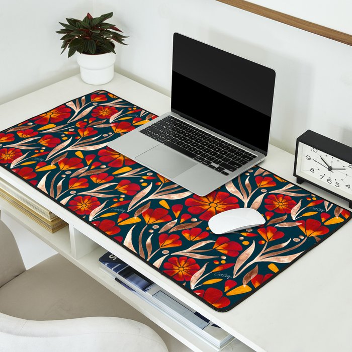 Sweet Florals - Crimson & Jade Desk Mat Gallery Image 2