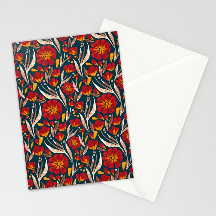 Sweet Florals - Crimson & Jade Stationery Card Gallery Image 2