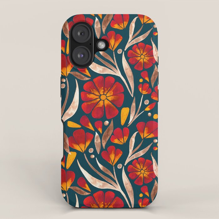 Sweet Florals - Crimson & Jade iPhone Case Gallery Image 1