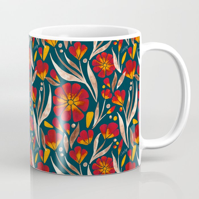 Sweet Florals - Crimson & Jade Coffee Mug Gallery Image 1