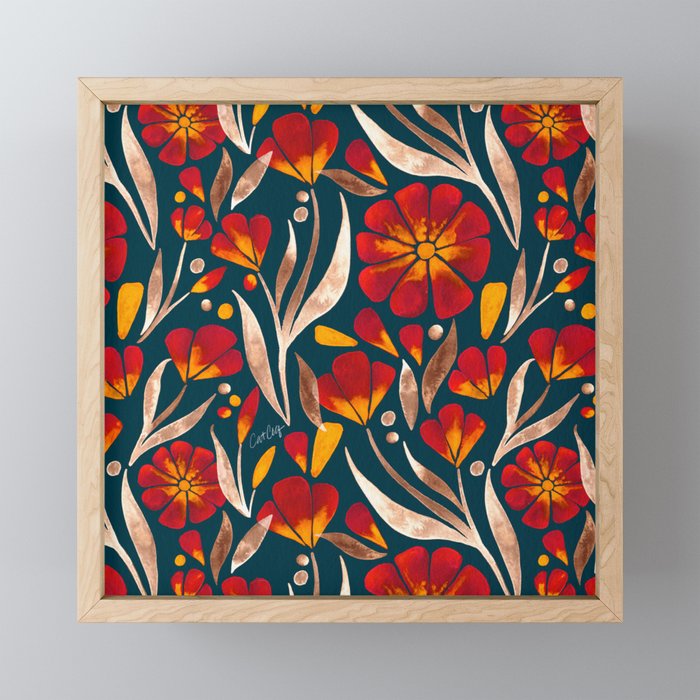 Sweet Florals - Crimson & Jade Mini Art Print Gallery Image 1