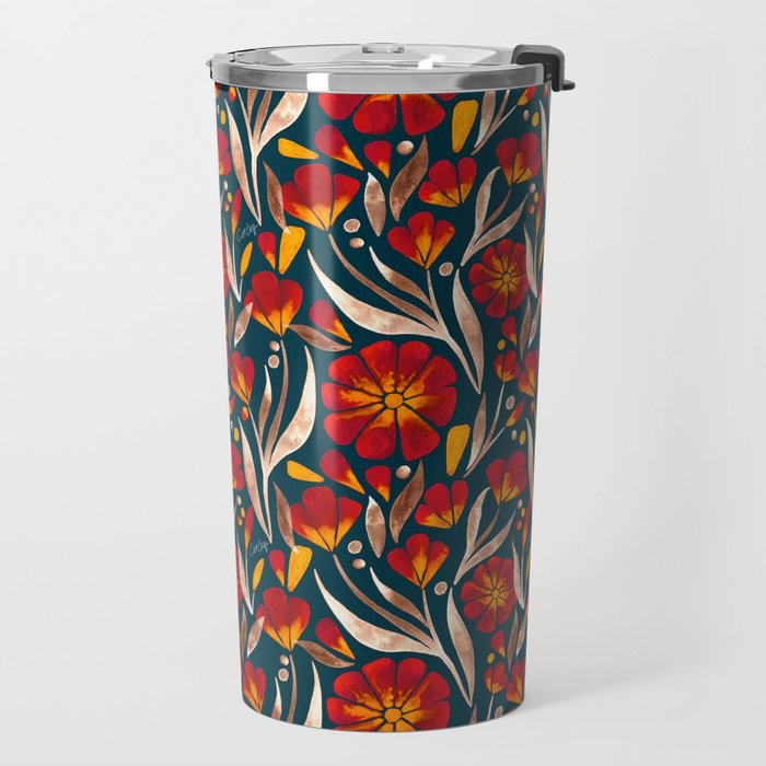 Sweet Florals - Crimson & Jade Travel Mug Gallery Image 2