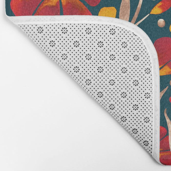 Sweet Florals - Crimson & Jade Bath Mat Gallery Image 2