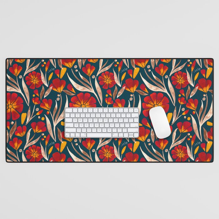 Sweet Florals - Crimson & Jade Desk Mat Gallery Image 1