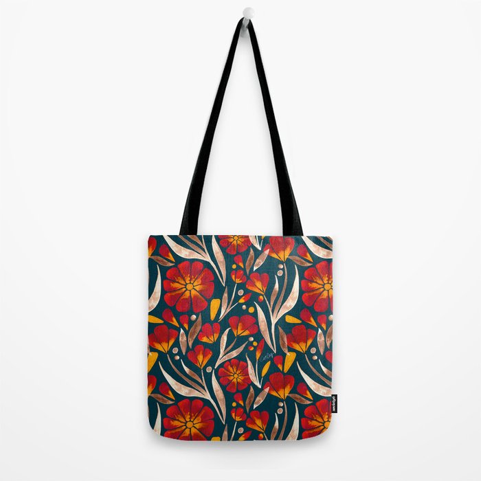 Sweet Florals - Crimson & Jade Tote Bag Gallery Image 2