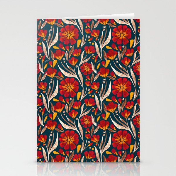 Sweet Florals - Crimson & Jade Stationery Card Gallery Image 2