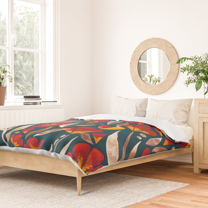 Sweet Florals - Crimson & Jade Duvet Cover Gallery Image 2