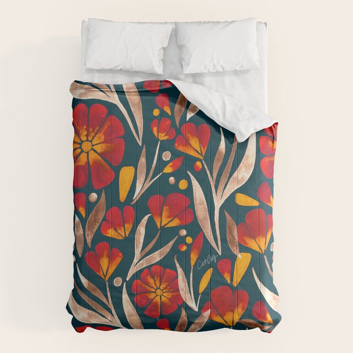 Sweet Florals - Crimson & Jade Comforter Gallery Image 1