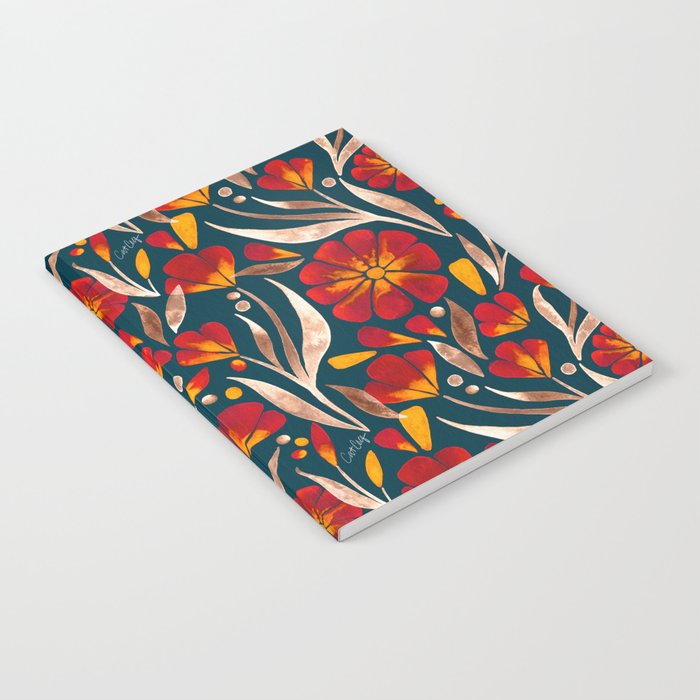 Sweet Florals - Crimson & Jade Notebook