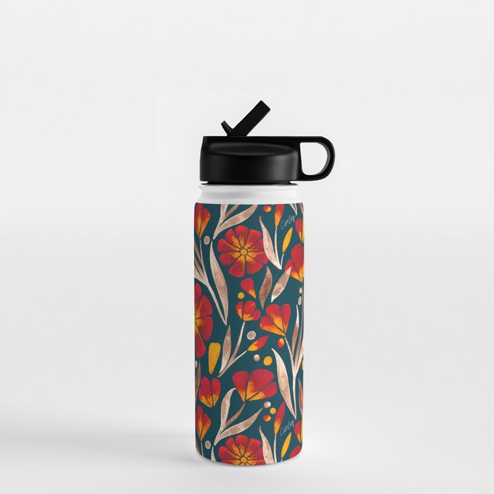 Sweet Florals - Crimson & Jade Water Bottle Gallery Image 1