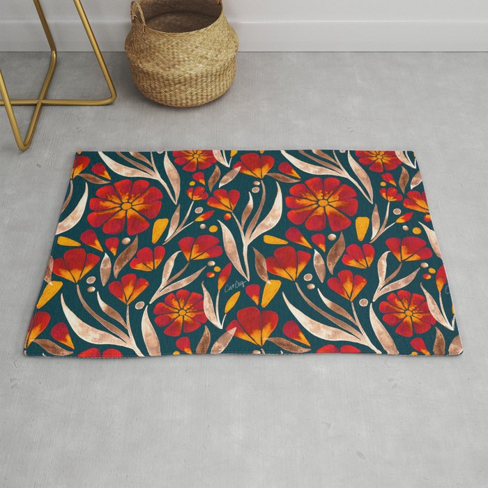 Sweet Florals - Crimson & Jade Rug Gallery Image 1