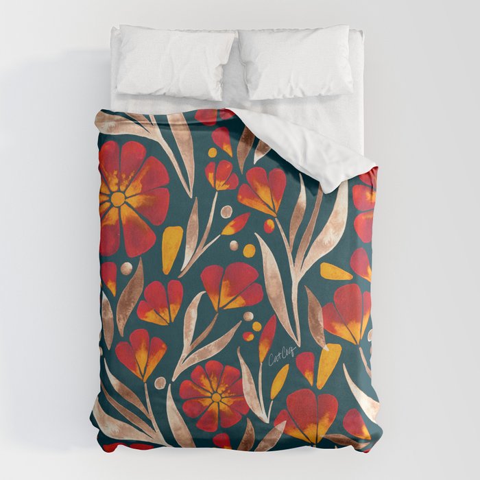 Sweet Florals - Crimson & Jade Duvet Cover Gallery Image 6