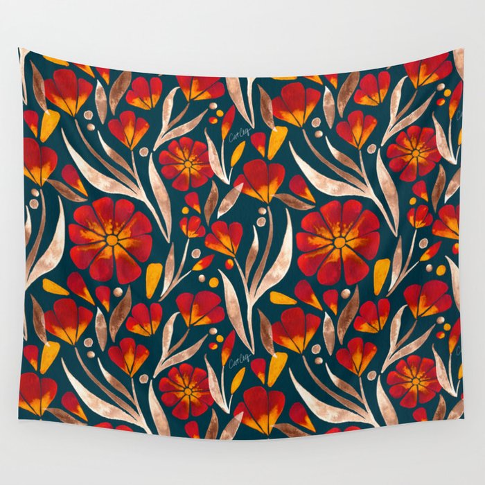 Sweet Florals - Crimson & Jade Wall Tapestry Gallery Image 4