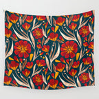 Sweet Florals - Crimson & Jade Wall Tapestry Gallery Image 4