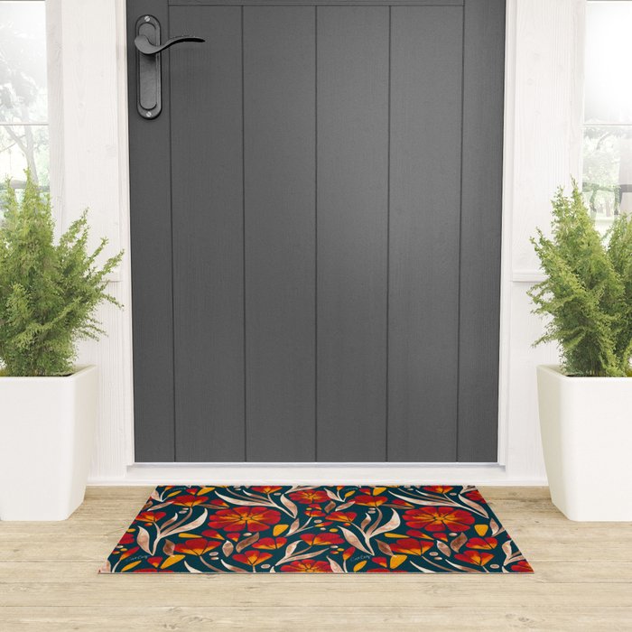 Sweet Florals - Crimson & Jade Welcome Mat Gallery Image 3