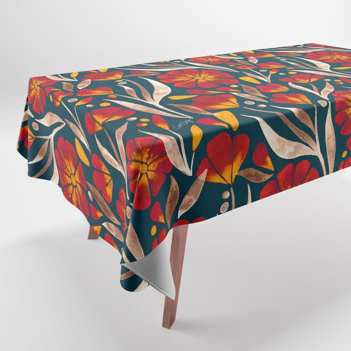 Sweet Florals - Crimson & Jade Tablecloth Gallery Image 1