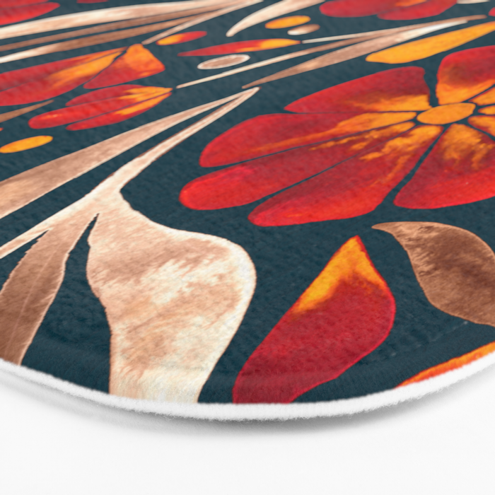 Sweet Florals - Crimson & Jade Bath Mat Gallery Image 3