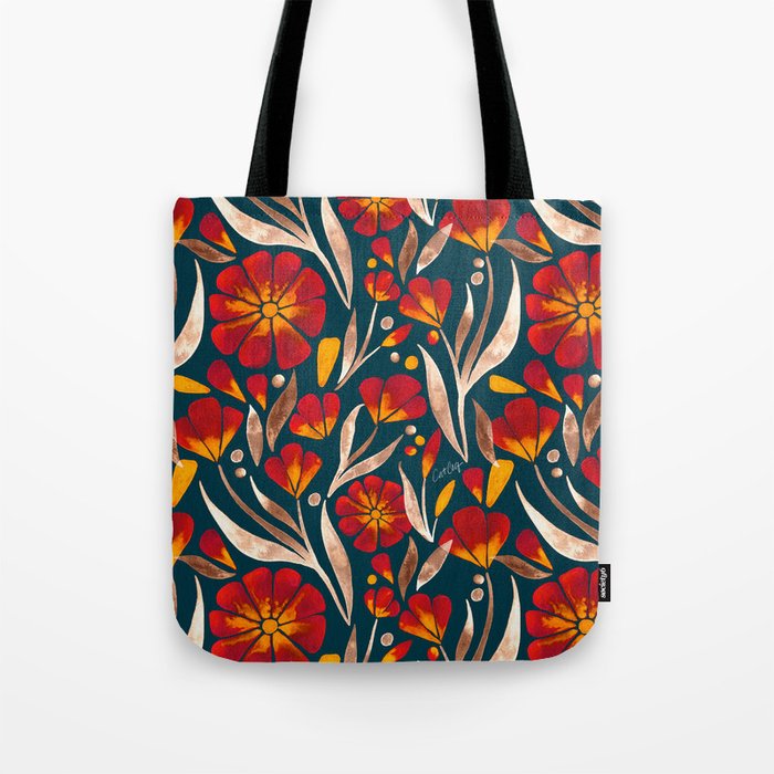 Sweet Florals - Crimson & Jade Tote Bag Gallery Image 1