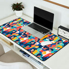 Every day we glow International Women's Day // midnight navy blue background teal, mint, electric blue neon orange red and gold humans  Desk Mat Gallery Image 2