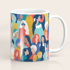 Every day we glow International Women's Day // midnight navy blue background teal, mint, electric blue neon orange red and gold humans  Coffee Mug Gallery Image 1