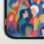 Every day we glow International Women's Day // midnight navy blue background teal, mint, electric blue neon orange red and gold humans  Laptop Sleeve Gallery Image 3