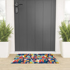 Every day we glow International Women's Day // midnight navy blue background teal, mint, electric blue neon orange red and gold humans  Welcome Mat Gallery Image 3