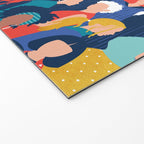 Every day we glow International Women's Day // midnight navy blue background teal, mint, electric blue neon orange red and gold humans  Welcome Mat Gallery Image 2