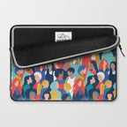 Every day we glow International Women's Day // midnight navy blue background teal, mint, electric blue neon orange red and gold humans  Laptop Sleeve Gallery Image 2