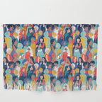 Every day we glow International Women's Day // midnight navy blue background teal, mint, electric blue neon orange red and gold humans  Wall Hanging Gallery Image 1