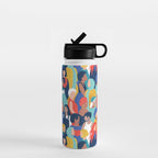 Every day we glow International Women's Day // midnight navy blue background teal, mint, electric blue neon orange red and gold humans  Water Bottle Gallery Image 1
