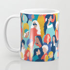 Every day we glow International Women's Day // midnight navy blue background teal, mint, electric blue neon orange red and gold humans  Coffee Mug Gallery Image 3