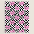 Funny cat cartoon checkered pattern Jigsaw Puzzle Gallery Image 1